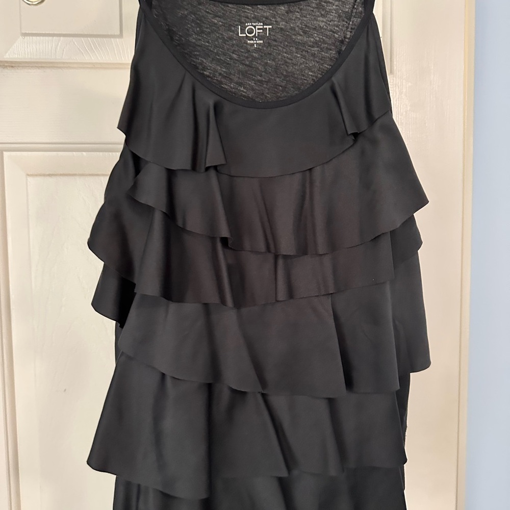 LOFT Black Ruffle sleeveless top